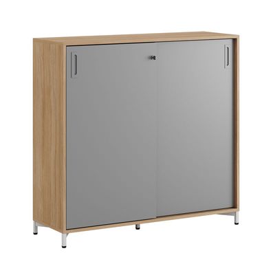 Skjutdörrskåp 120x40x107,5cm - Urban oak stomme och grå dörrar