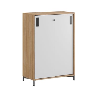 Skjutdörrskåp 80x40x107,5cm - Urban oak stomme/vita dörrar