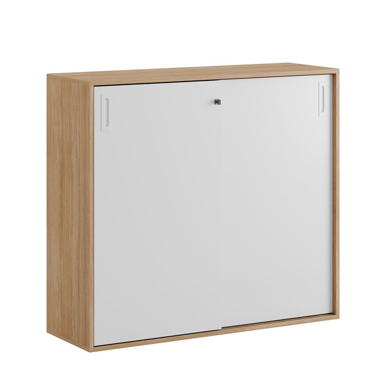 Skjutdörrskåp 120x40x107,5cm - Urban oak stomme och vita dörrar