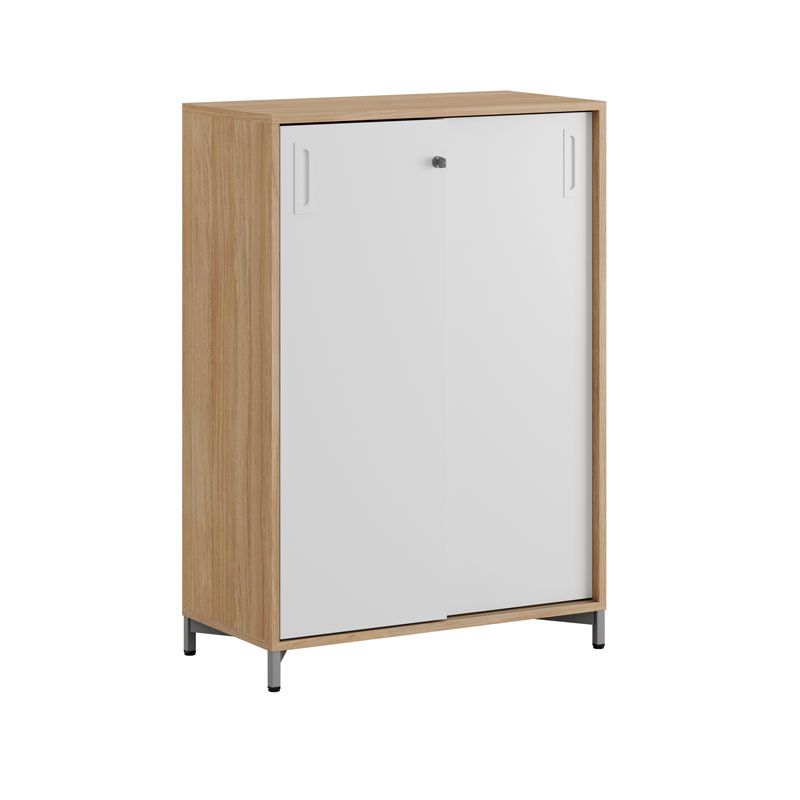 Skjutdörrskåp 80x40x107,5cm - Urban oak stomme/vita dörrar