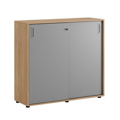 Skjutdörrskåp 120x40x107,5cm - Urban oak stomme och grå dörrar