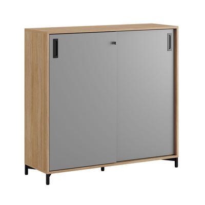 Skjutdörrskåp 120x40x107,5cm - Urban oak stomme och grå dörrar