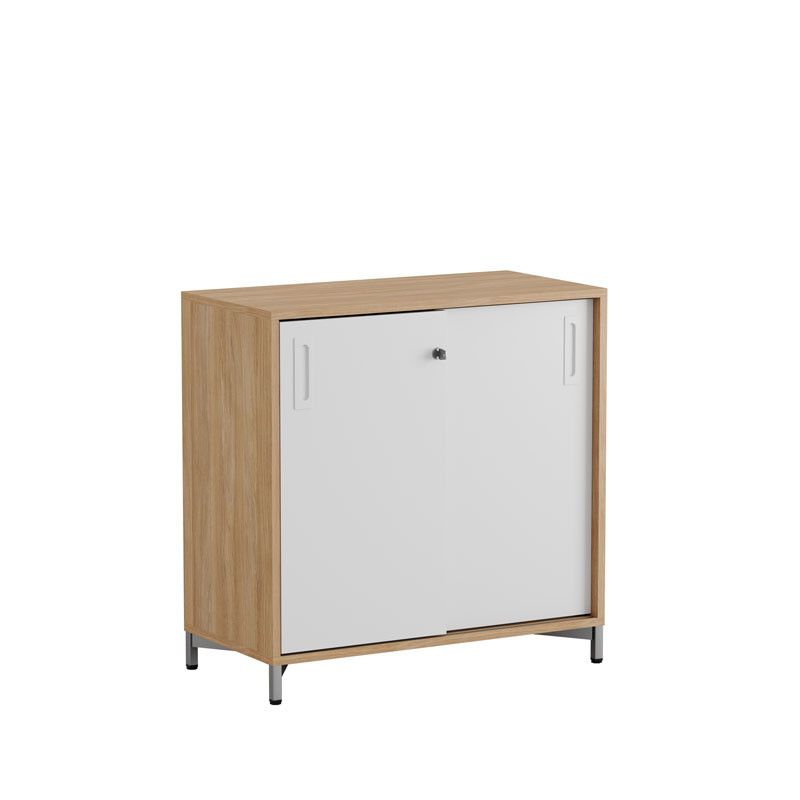 Skjutdörrskåp 80x40x72cm - Urban oak stomme/vita dörrar