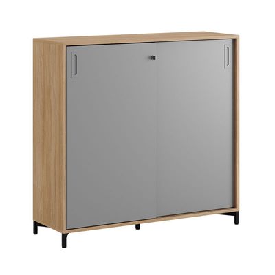 Skjutdörrskåp 120x40x107,5cm - Urban oak stomme och grå dörrar