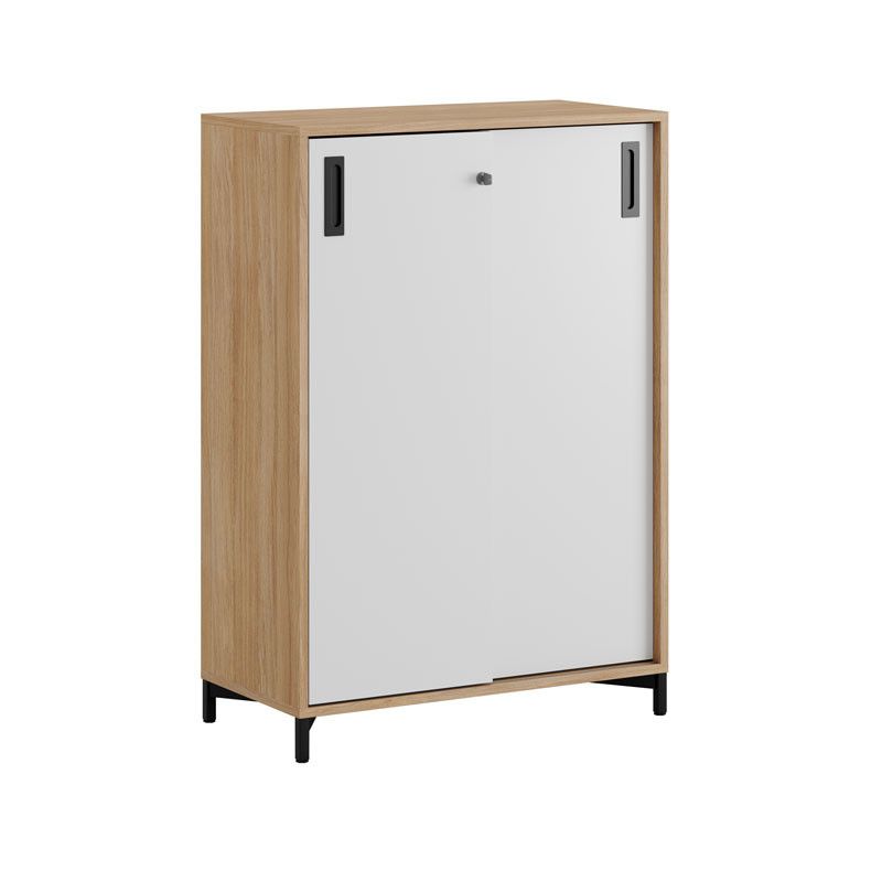 Skjutdörrskåp 80x40x107,5cm - Urban oak stomme/vita dörrar