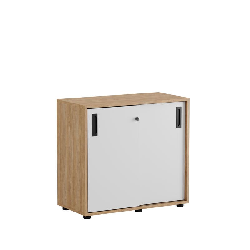 Skjutdörrskåp 80x40x72cm - Urban oak stomme/vita dörrar