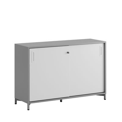 Skjutdörrskåp 120x40x72cm - Grå stomme/vita dörrar
