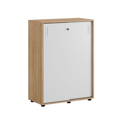Skjutdörrskåp 80x40x107,5cm - Urban oak stomme/vita dörrar