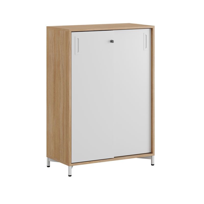 Skjutdörrskåp 80x40x107,5cm - Urban oak stomme/vita dörrar