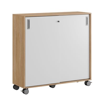 Skjutdörrskåp 120x40x107,5cm - Urban oak stomme och vita dörrar