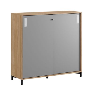 Skjutdörrskåp 120x40x107,5cm - Urban oak stomme och grå dörrar