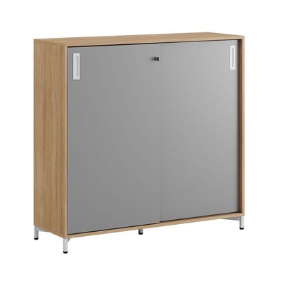 Skjutdörrskåp 120x40x107,5cm - Urban oak stomme och grå dörrar
