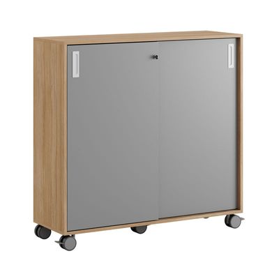 Skjutdörrskåp 120x40x107,5cm - Urban oak stomme och grå dörrar