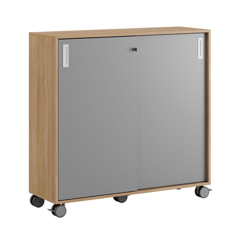 Skjutdörrskåp 120x40x107,5cm - Urban oak stomme och grå dörrar