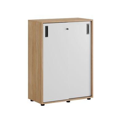 Skjutdörrskåp 80x40x107,5cm - Urban oak stomme/vita dörrar