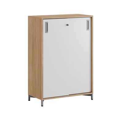 Skjutdörrskåp 80x40x107,5cm - Urban oak stomme/vita dörrar