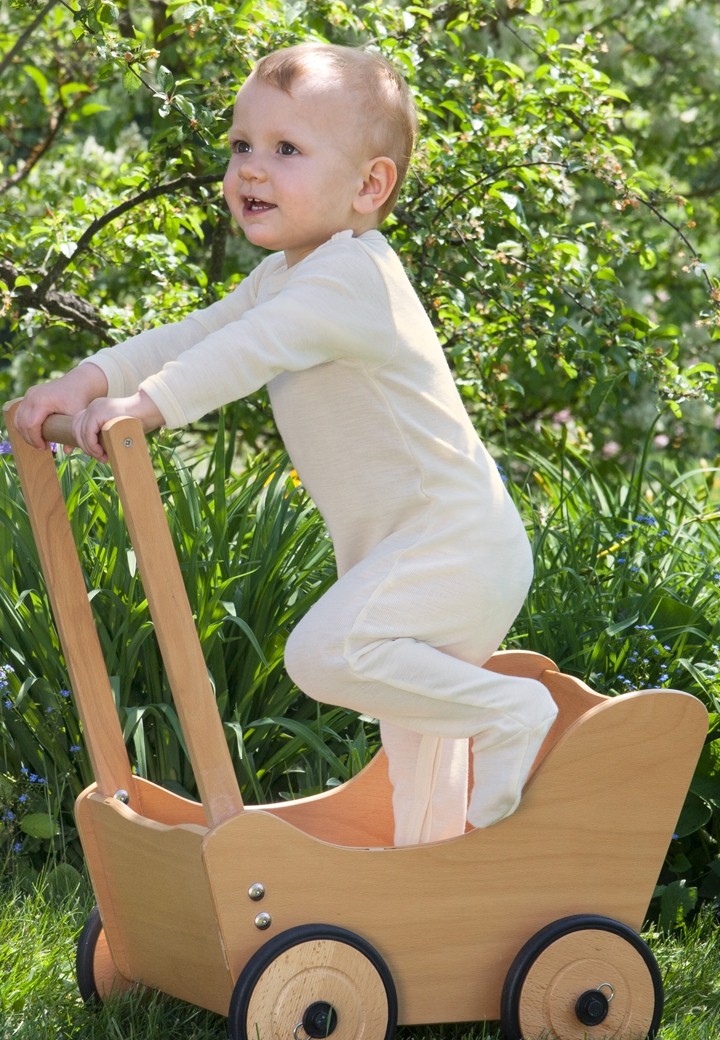 Heldress med Fot Ull/Siden, Naturvit