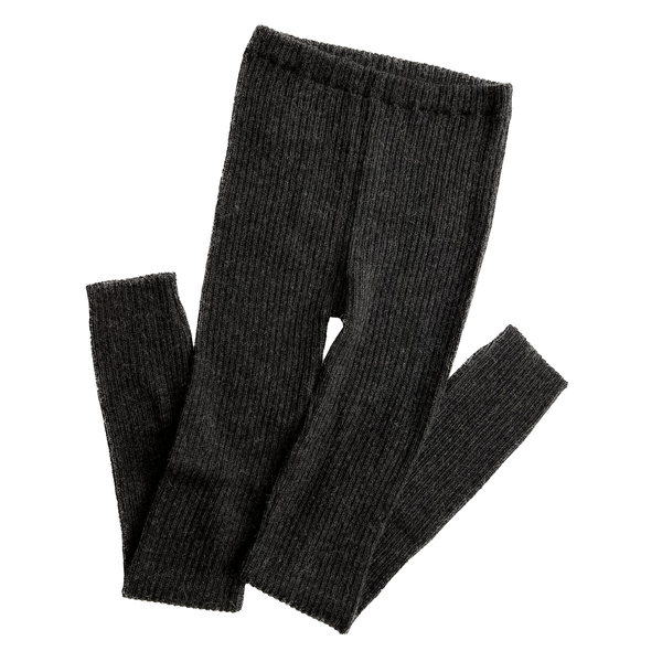 Ribbstickade Leggings Alpacka, Mörkgrå