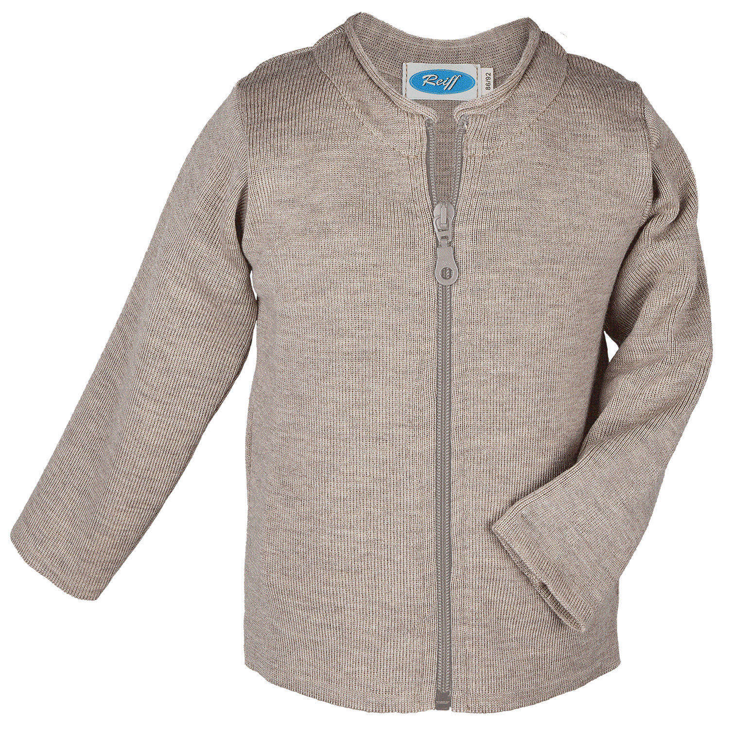 Slätstickad cardigan ull, Beige
