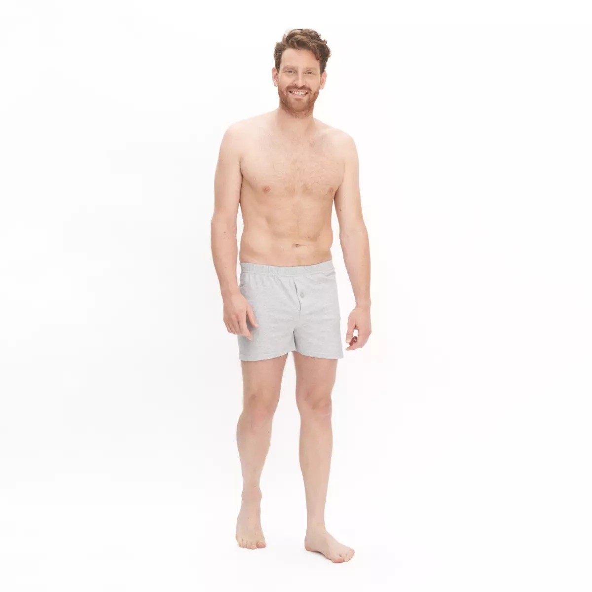 Boxershorts Vid Modell Bomull, Grå Melerad