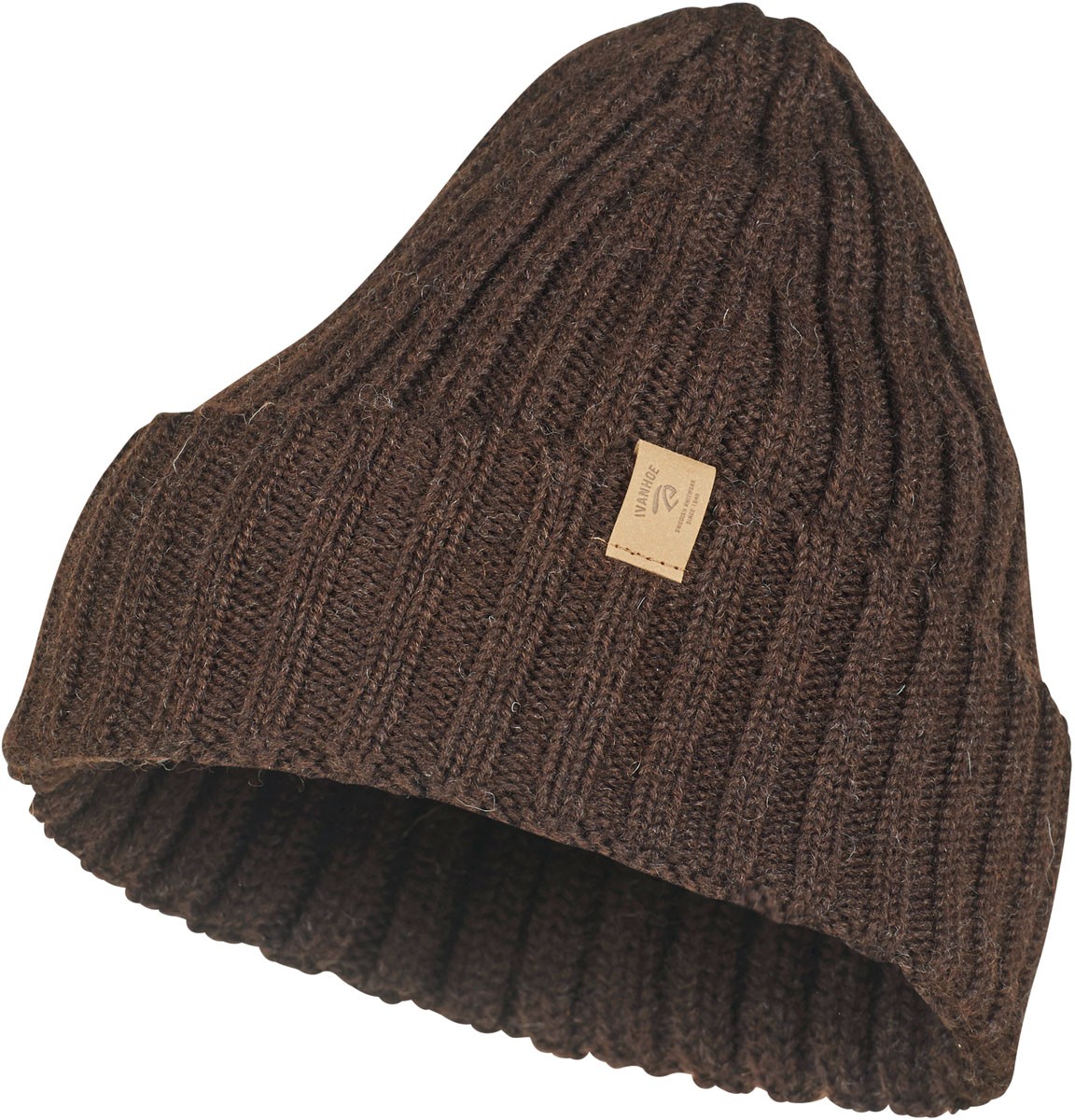 Stickad Mössa i ofärgad ull, Coffee bean