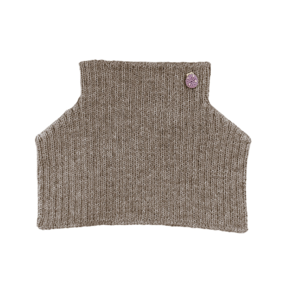Ribbstickad Halskrage Alpacka, Beige-melerad