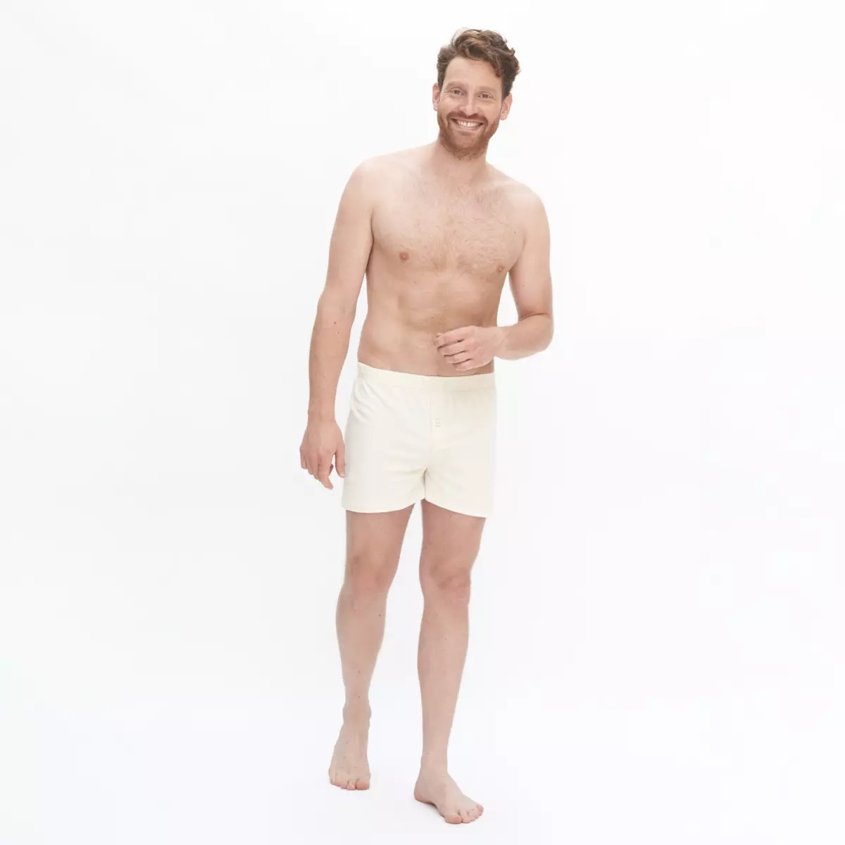 Boxershorts Vid Modell Bomull, Naturvit