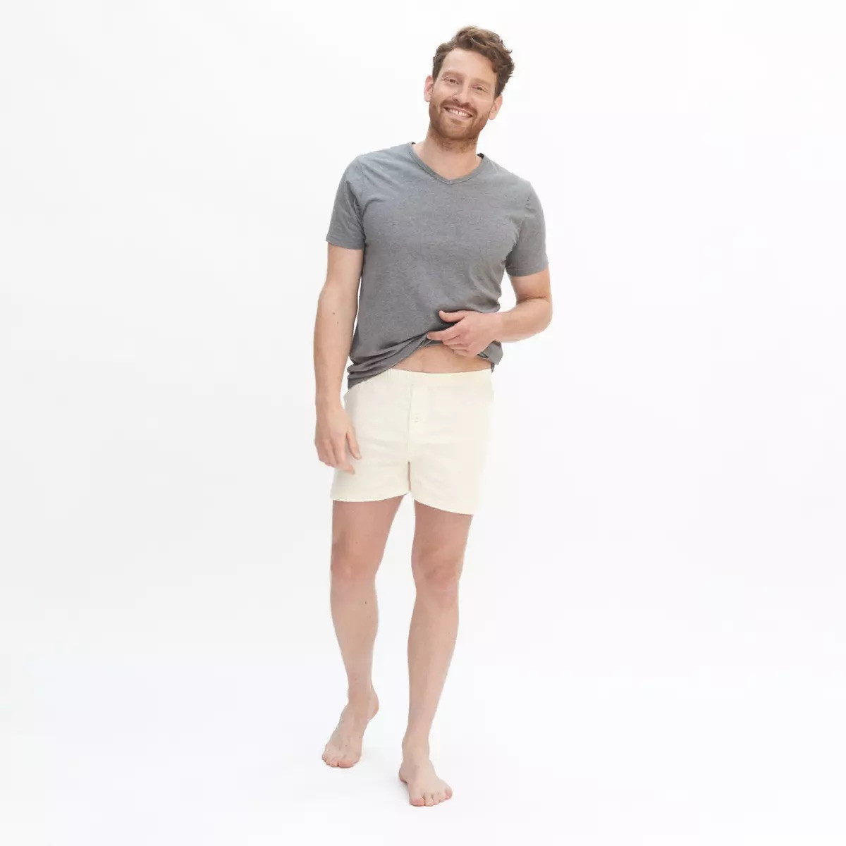 Boxershorts Vid Modell Bomull, Naturvit