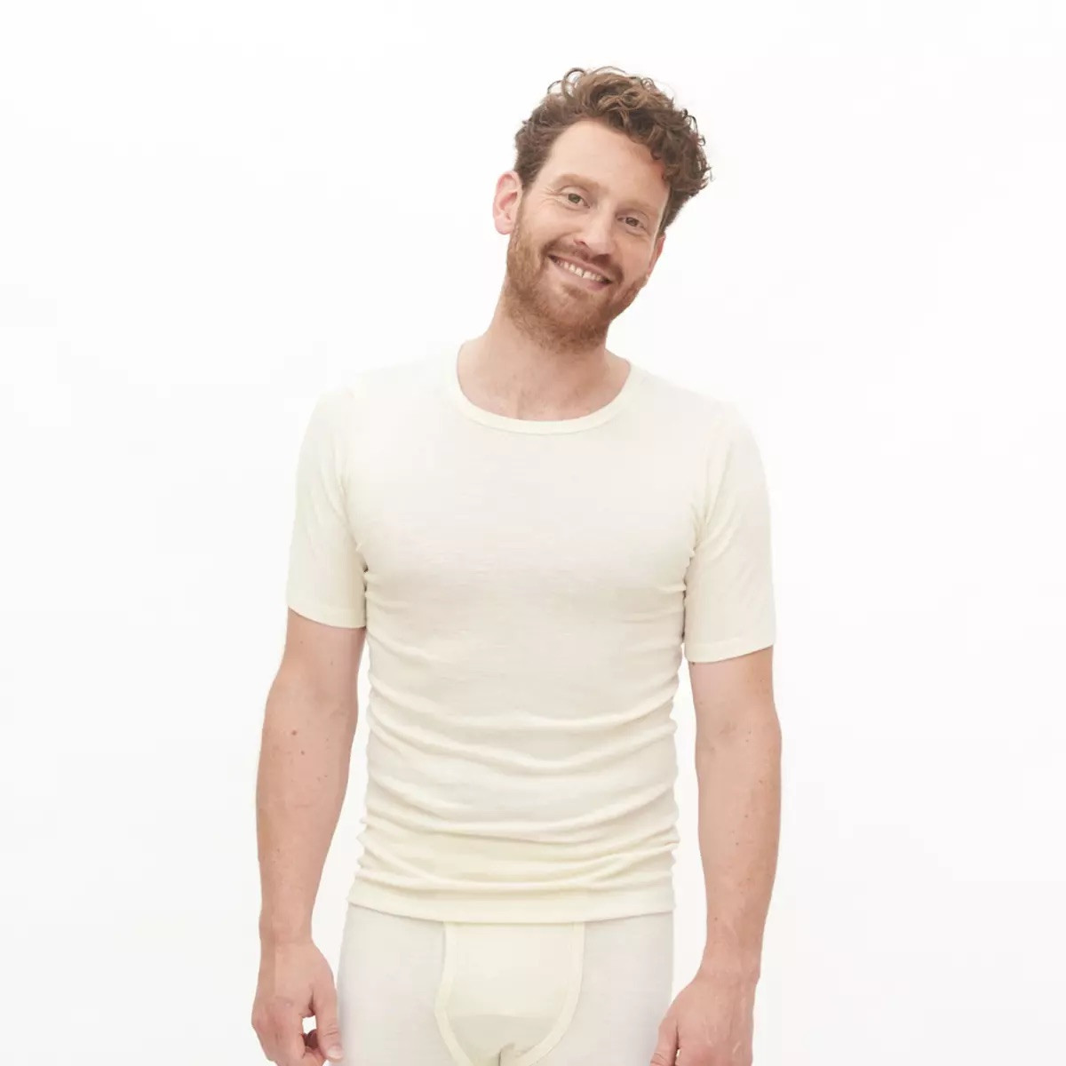 T-shirt Bomull Herr, Naturvit