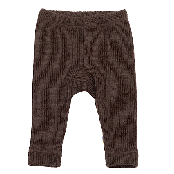 Ribbstickade Leggings ull barn, Mörkbrun