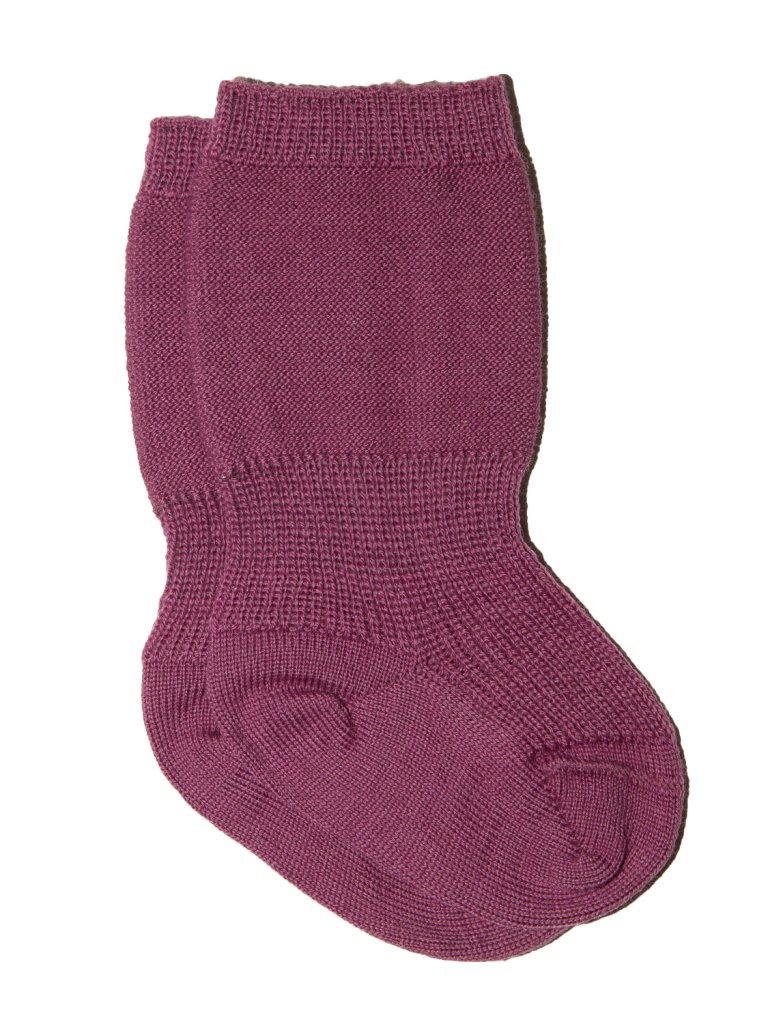 Strumpor med Dubbel Resår Ull Baby, Mörkrosa