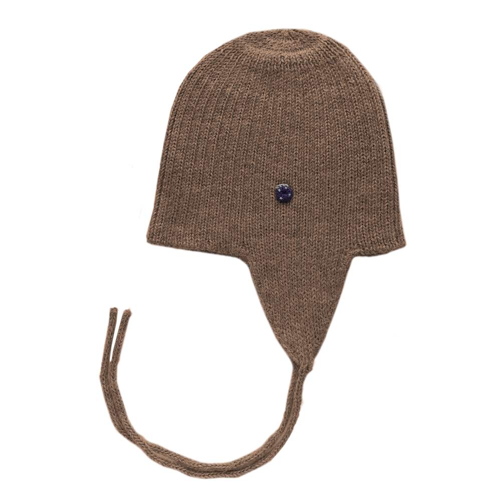 Ribbstickad Babymössa Alpacka, Kakao