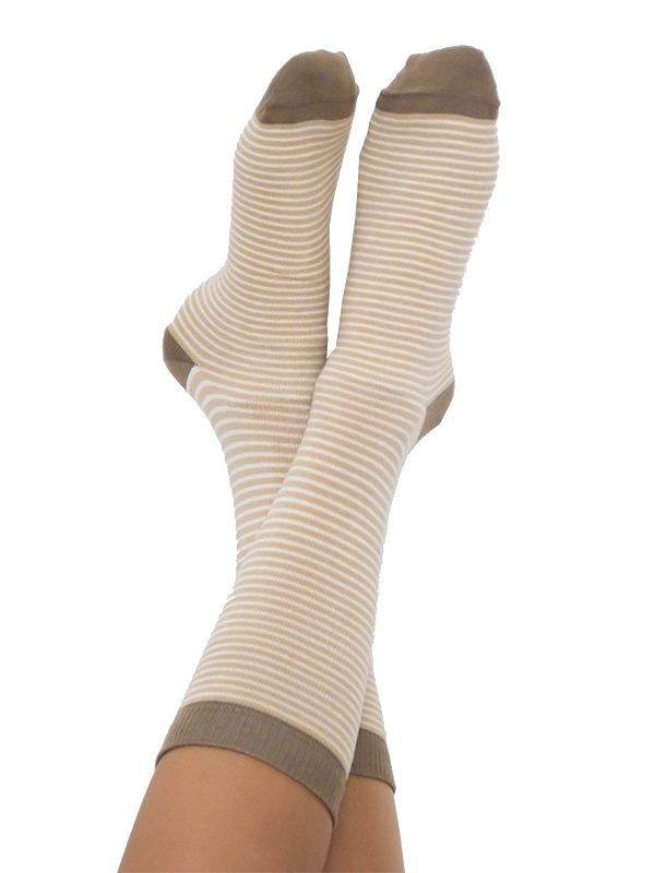 Strumpor Bomull Albero, Beige/Vit Randig