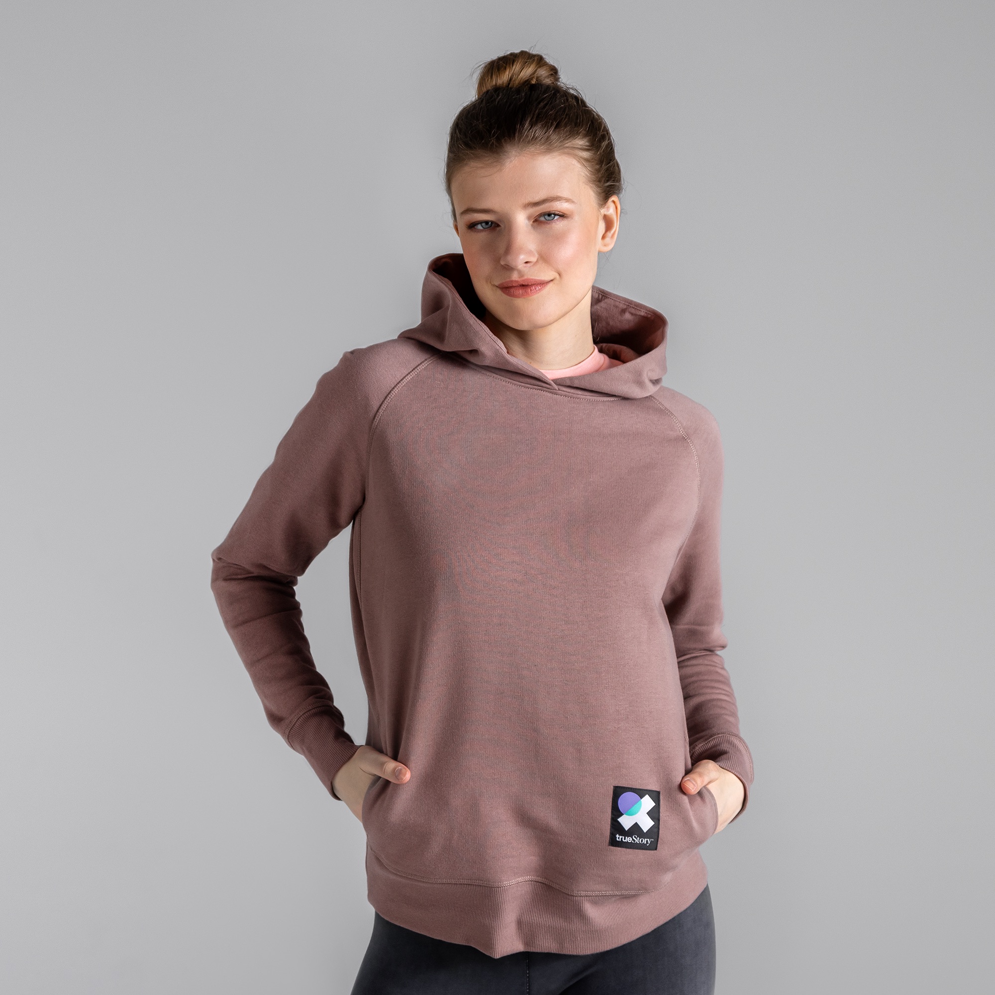 Hoodie Dam Bomull, Blek Lila