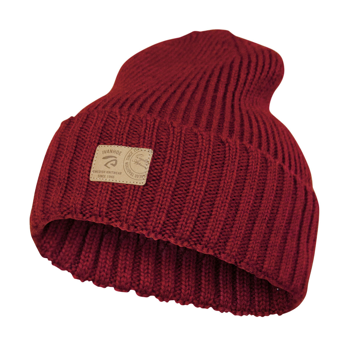 Stickad Mössa ull, Deep Red
