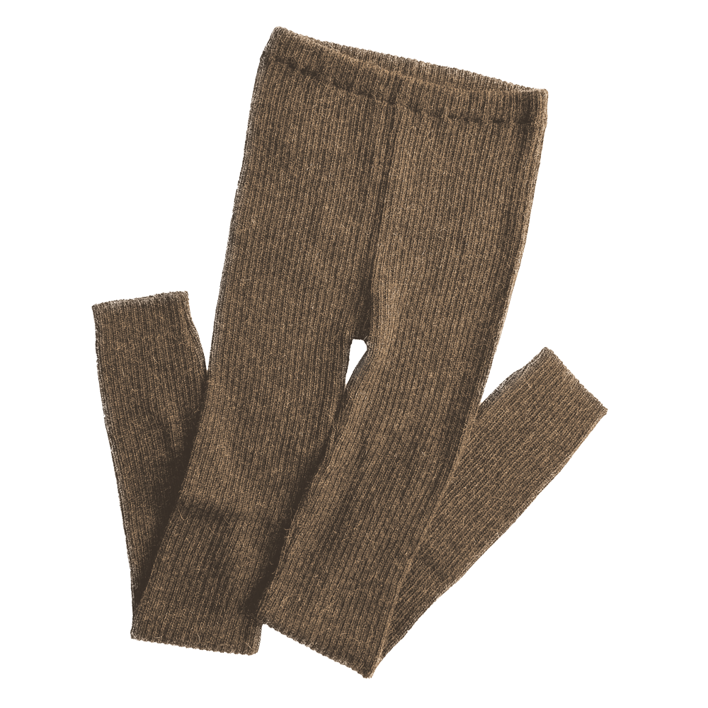 Ribbstickade Leggings Alpacka, Kakao