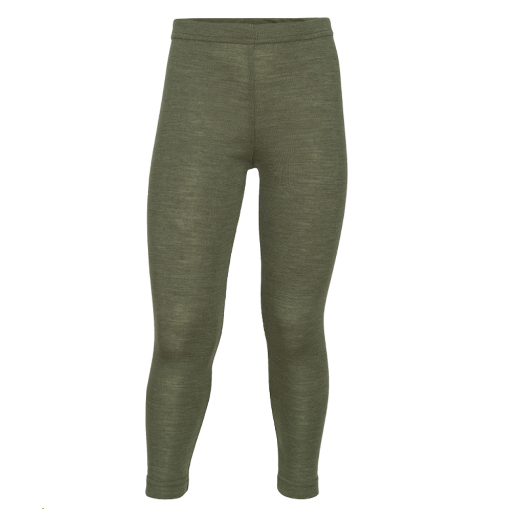 Leggings Ull/Siden Barn, Olive