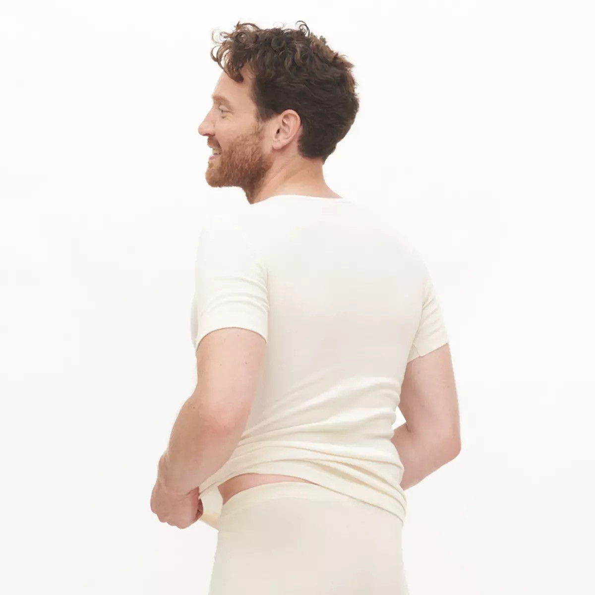 T-shirt Bomull Herr, Naturvit