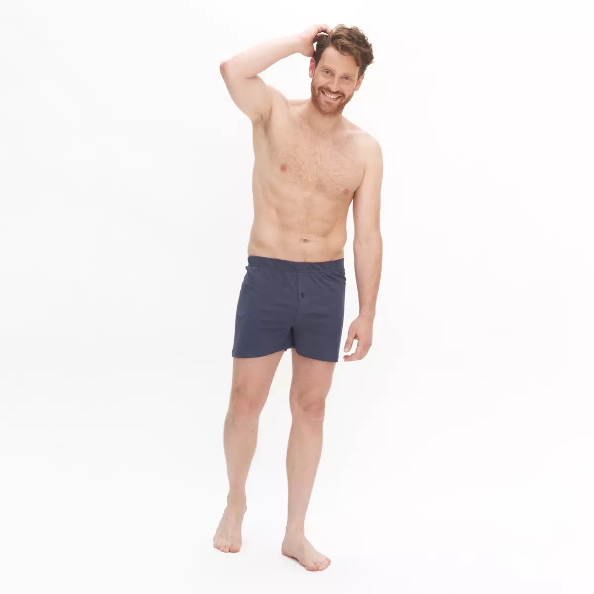 Boxershorts Vid Modell Bomull, Grafitblå