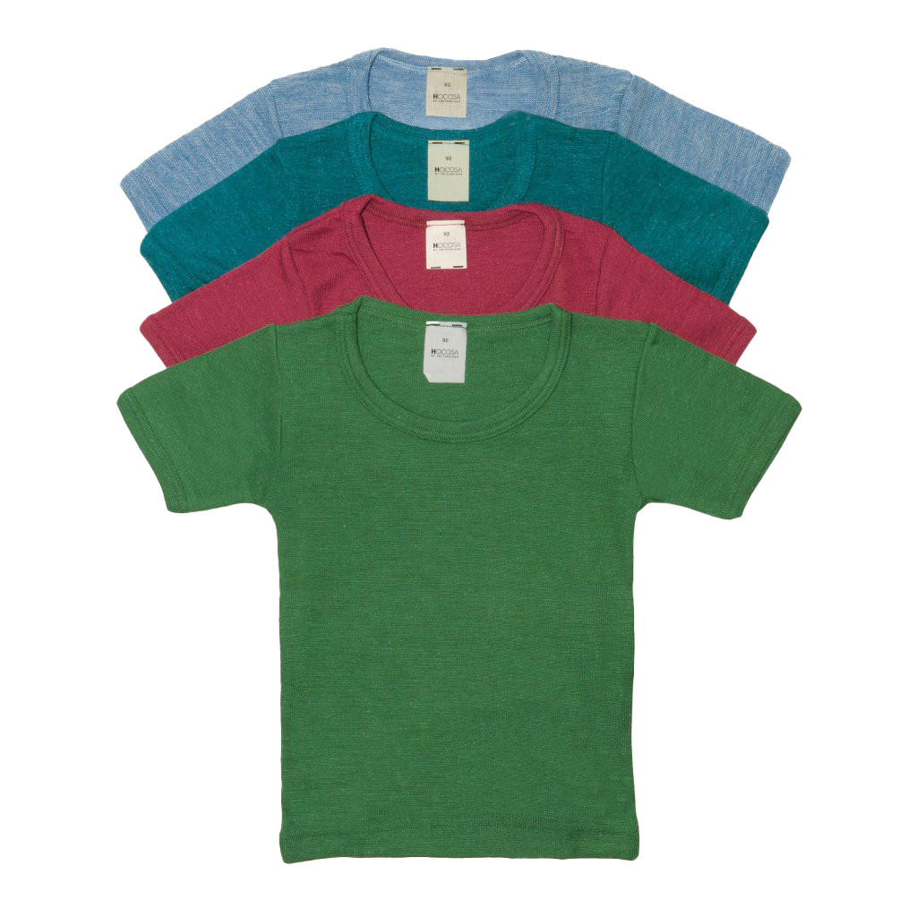 T-shirt Ull/Siden Barn, Rubinröd