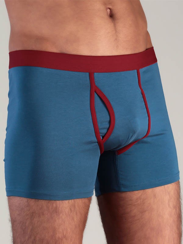 Boxershorts med Gylf Bomull, Blå/Röd