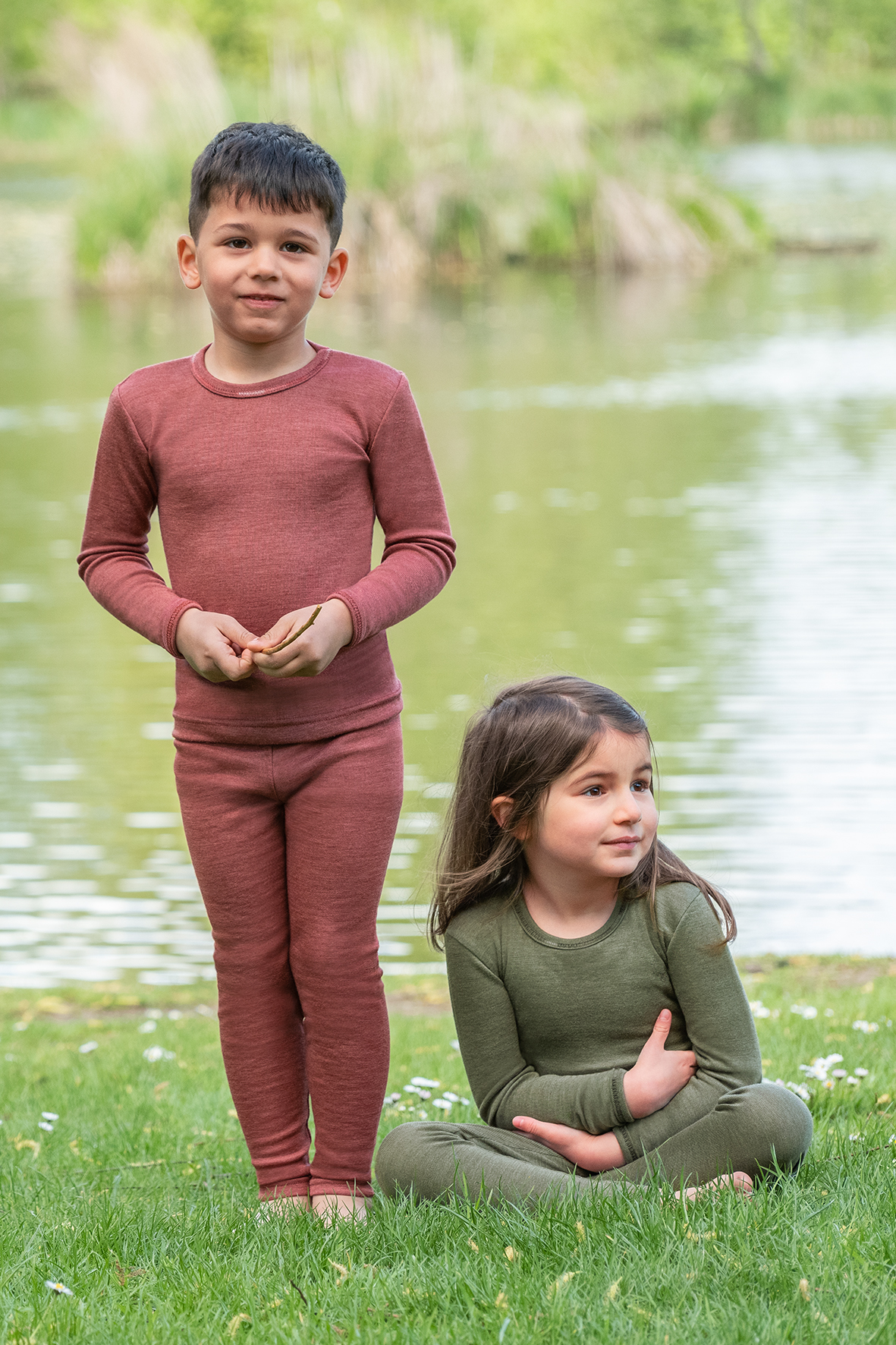 Leggings Ull/Siden Barn, Copper