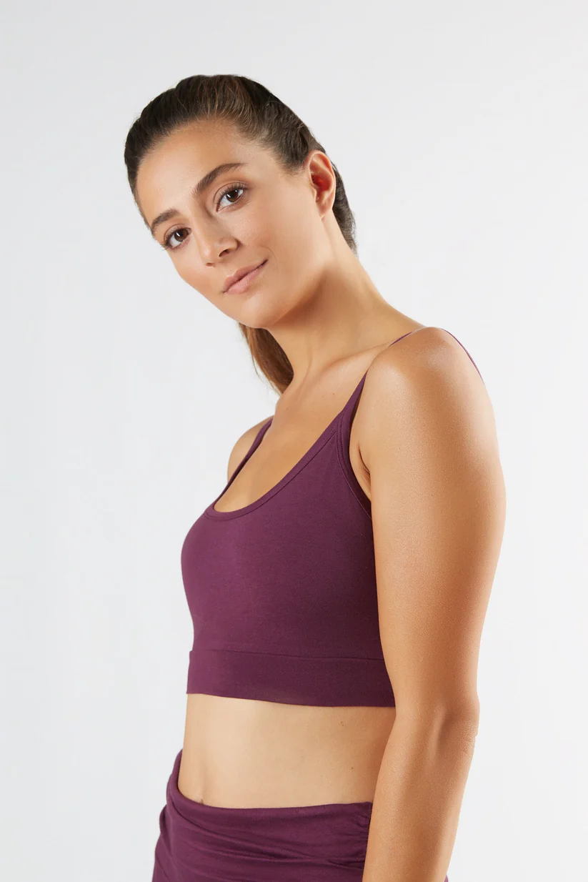 Sport-Bh Smala Axelband Bomull, Aubergine