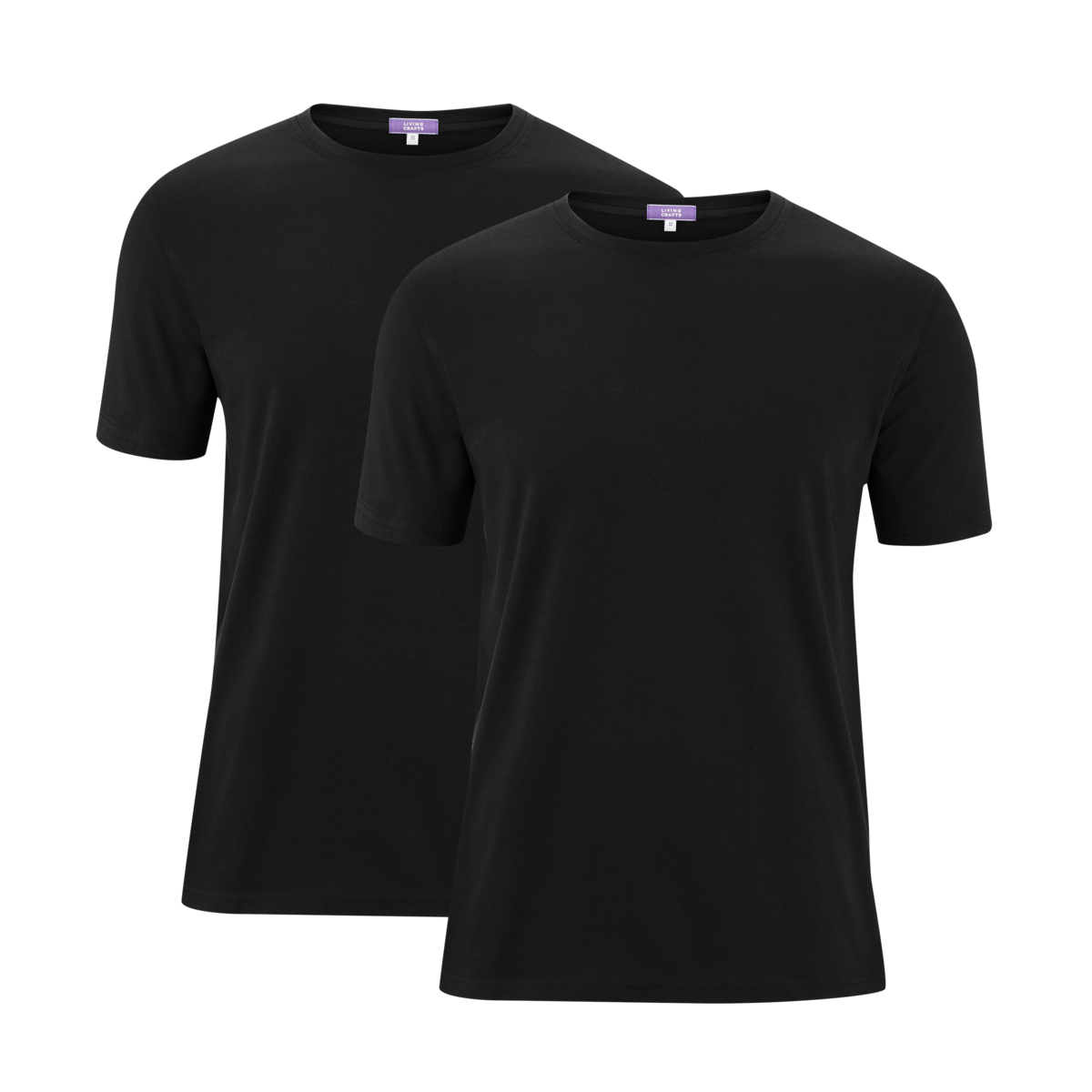T-shirt Figursydd Bomull Herr, Svart 2-Pack