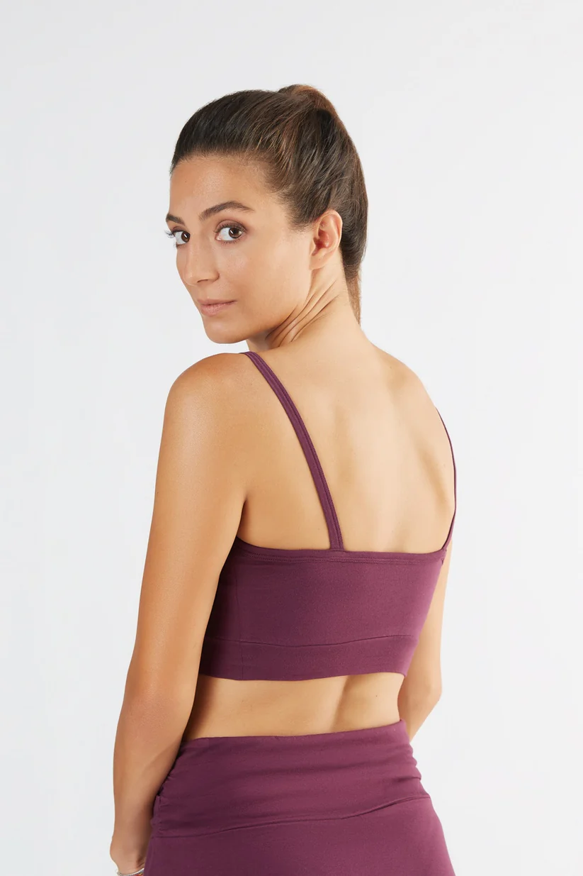Sport-Bh Smala Axelband Bomull, Aubergine