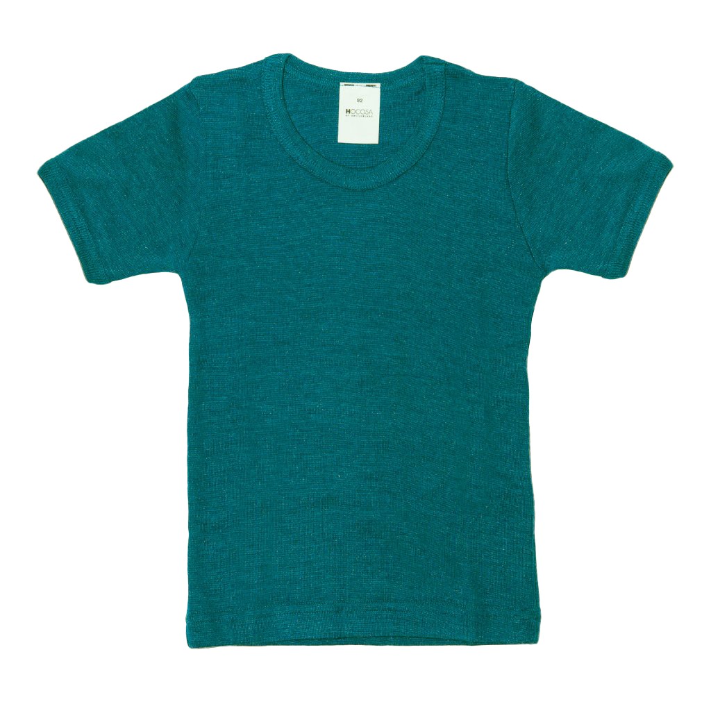 T-shirt Ull/Siden Barn, Havsblå