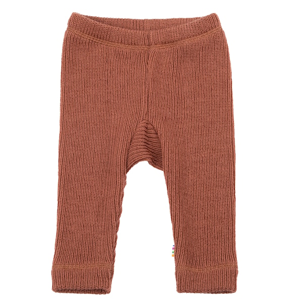 Ribbstickade Leggings ull barn, Rostfärgad