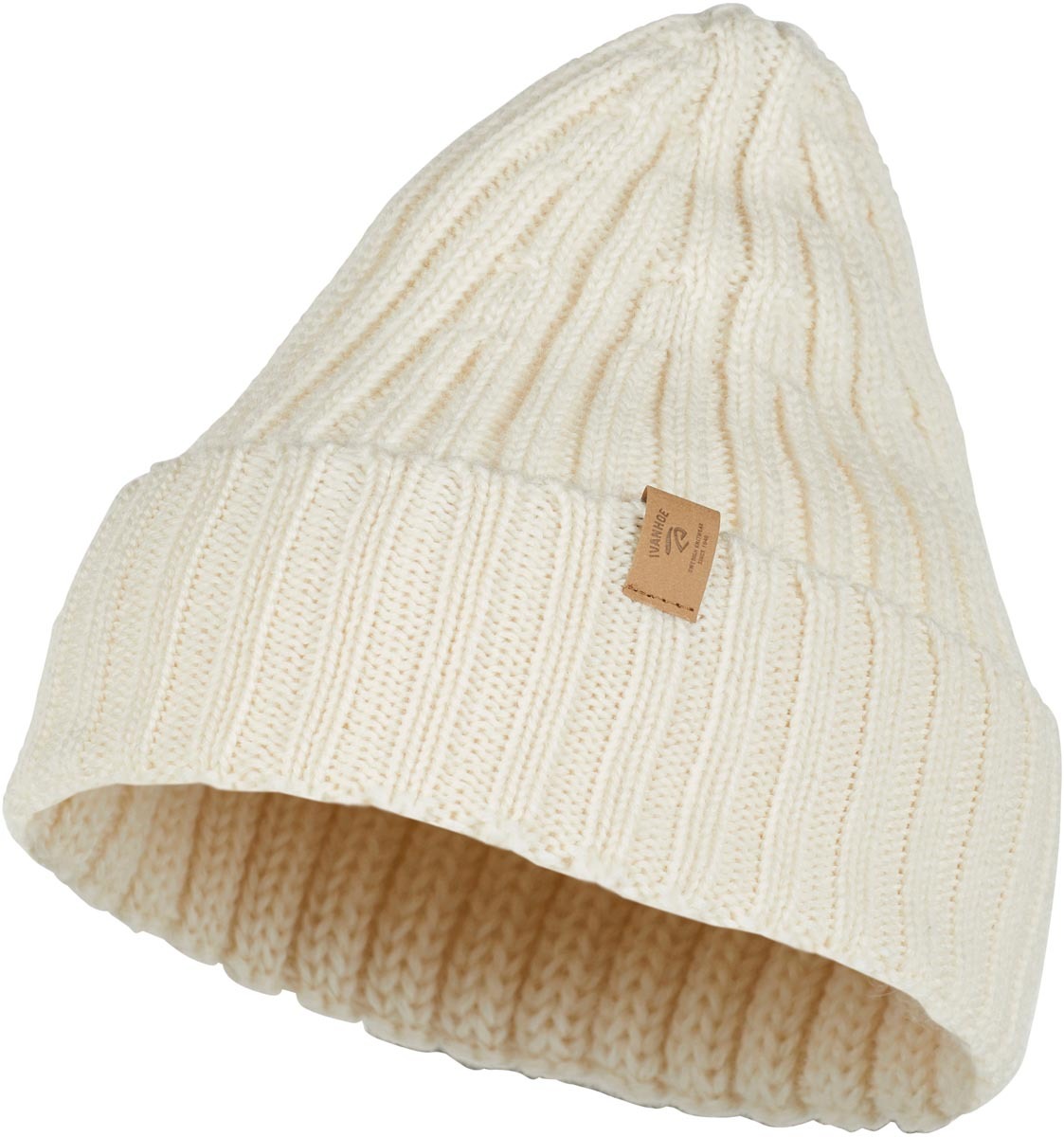 Stickad Mössa i ofärgad ull, Natural White