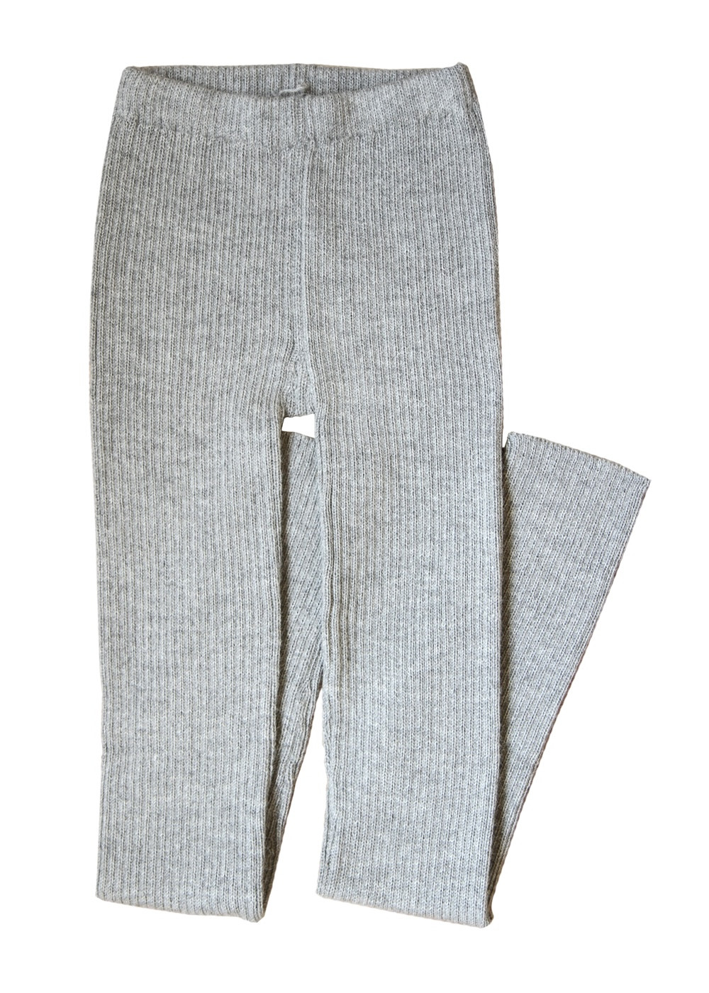 Ribbstickade Leggings Alpacka, Ljus Grå-Melerade