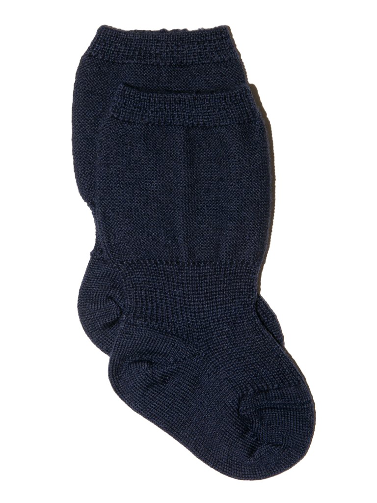 Strumpor med Dubbel Resår Ull Baby, Marinblå